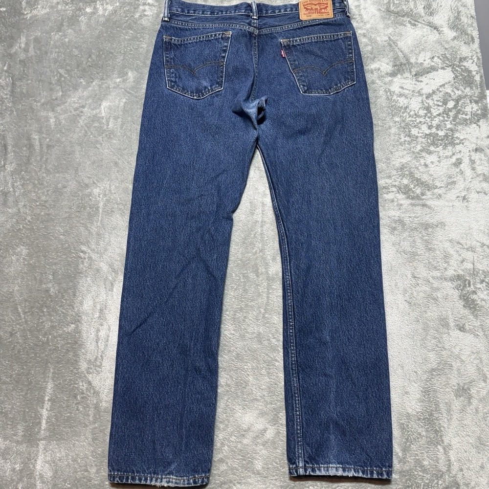 Levi's 505 Regular Fit Straight Leg Jeans Men's 35x33 Dark Blue (Tag 34x34)